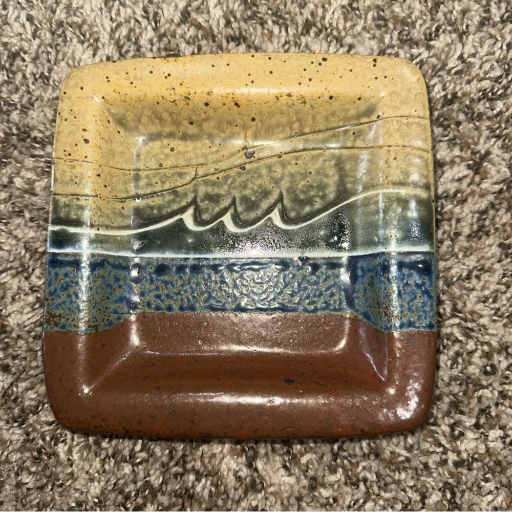 Allen Monsarrat Vintage Hand Thrown Studio Art Pottery Dish Plate Signed